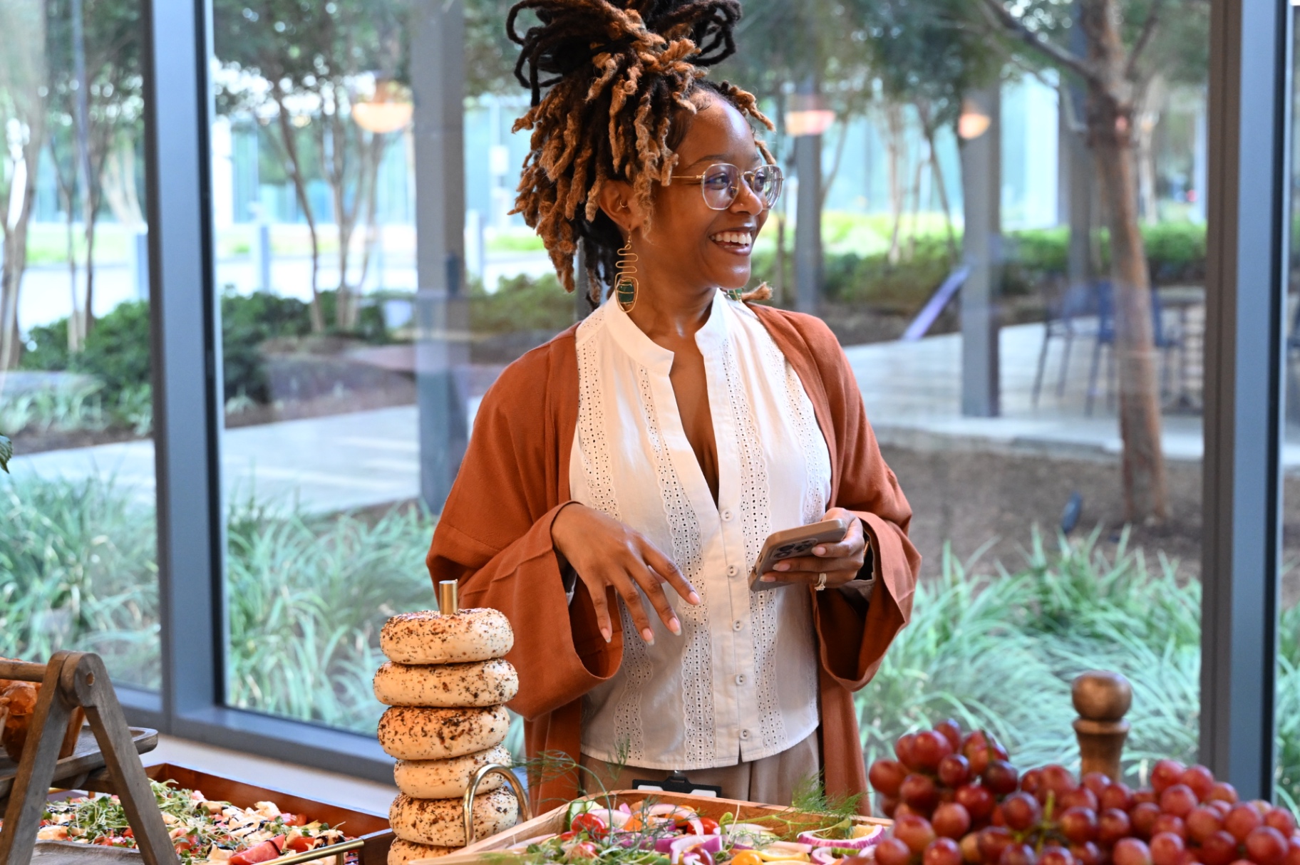 Brionna styling a corporate breakfast grazing table